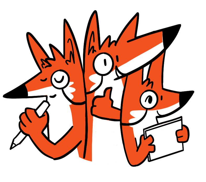 3 Illustrated foxes working as a team